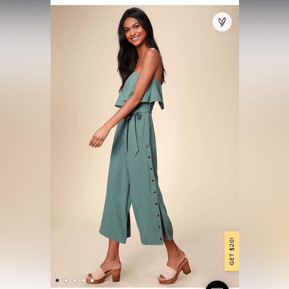 NWOT LULU: Sage Green Strapless Romper💚